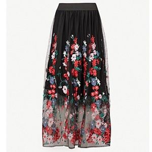 NEW NWT Maje Jamie embroidered tulle midi skirt T3